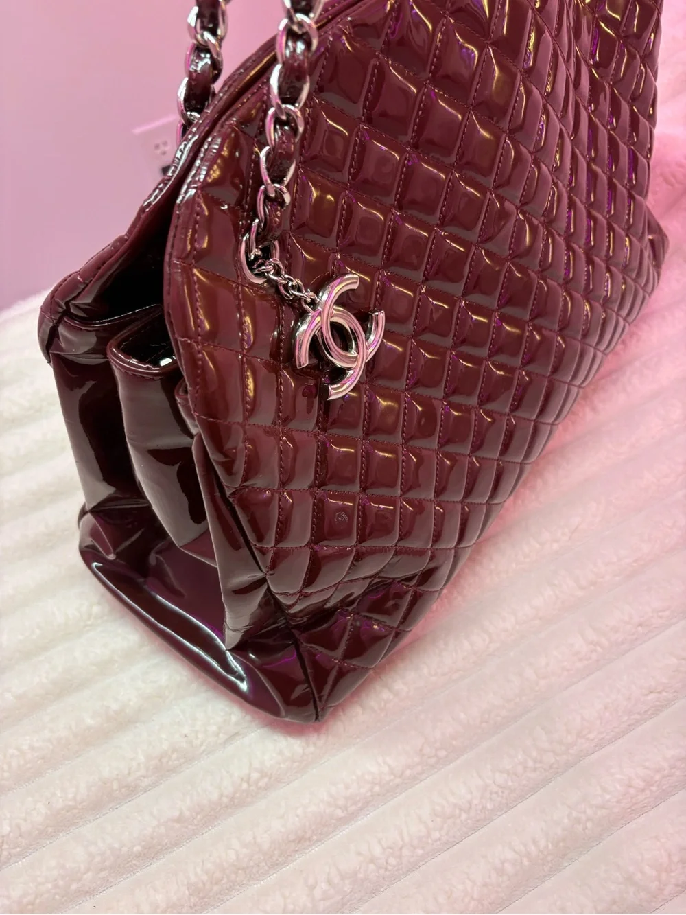 Authentic CHANEL Mademoiselle Large Leather Bowling Tote Bag